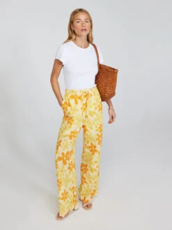 Alba Yellow Floral Print Drawstring Trousers -New Modern Dress Sales alba yellow floral print drawstring trousers by kitri studio 41350845366572
