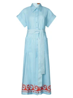 Alessandra Blue Wave Print Midi Shirt Dress 9 Alessandra Blue Wave Print Midi Shirt Dress -New Modern Dress Sales alessandra blue wave print midi shirt dress by kitri studio 44978242552108