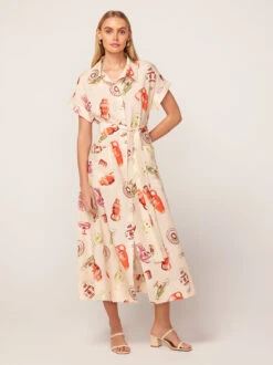 Alessandra Ivory Pottery Print Midi Shirt Dress -New Modern Dress Sales alessandra ivory pottery print midi shirt dress by kitri studio 44961529692460