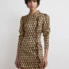 Allegra Chocolate Tile Print Mini Dress