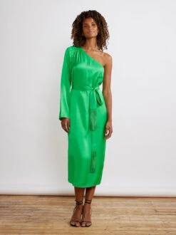 Amber Green One Shoulder Dress