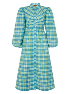 Amina Blue Seersucker Shirt Dress -New Modern Dress Sales amina blue seersucker shirt dress by kitri studio 40242232262956