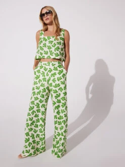 Angelina Leaf Print Wide Leg Trousers -New Modern Dress Sales angelina leaf print wide leg trousers by kitri studio 43832383439148