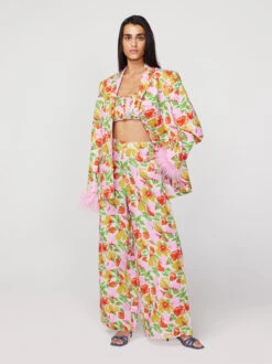 Angelina Pink Garden Floral Wide Leg Trousers -New Modern Dress Sales angelina pink garden floral wide leg trousers by kitri studio 43896305582380