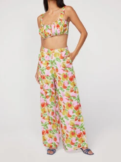 Angelina Pink Garden Floral Wide Leg Trousers -New Modern Dress Sales angelina pink garden floral wide leg trousers by kitri studio 43896306172204