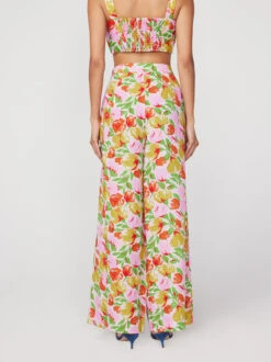 Angelina Pink Garden Floral Wide Leg Trousers -New Modern Dress Sales angelina pink garden floral wide leg trousers by kitri studio 43896306434348