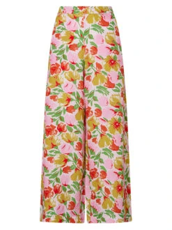 Angelina Pink Garden Floral Wide Leg Trousers -New Modern Dress Sales angelina pink garden floral wide leg trousers by kitri studio 43896326488364