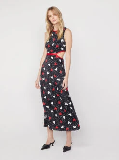 Annette Red Heart Print Dress