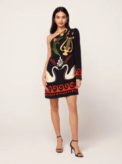 Antonia Black Cygnus And Lyra Print Mini Dress -New Modern Dress Sales antonia black cygnus and lyra print mini dress by kitri studio 44961397866796