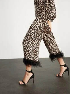 Apollo Leopard Print Feather Trousers -New Modern Dress Sales apollo leopard print feather trousers by kitri studio 13293892272179