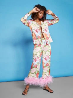 Apollo Painted Floral Feather Trousers -New Modern Dress Sales apollo painted floral feather trousers by kitri studio 40258362278188