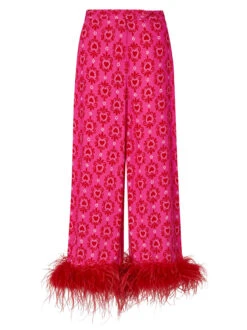 Apollo Pink Heart Print Feather Trousers -New Modern Dress Sales apollo pink heart print feather trousers by kitri studio 39994576372012