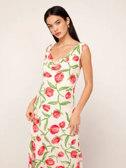Araminta Ivory Tulip Print Midi Dress -New Modern Dress Sales araminta ivory tulip print midi dress by kitri studio 43935322669356
