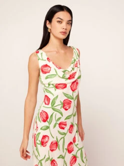Araminta Ivory Tulip Print Midi Dress -New Modern Dress Sales araminta ivory tulip print midi dress by kitri studio 43935322767660
