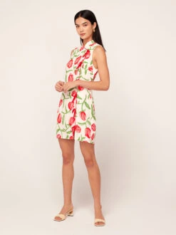 Aubrey Ivory Tulip Print Mini Dress