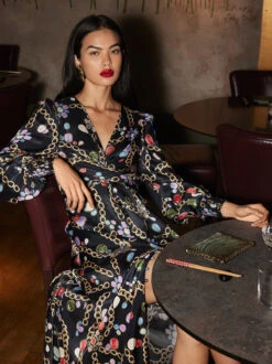 Aurora Black Chain Print Maxi Dress -New Modern Dress Sales aurora black chain print maxi dress by kitri studio 43175448052012