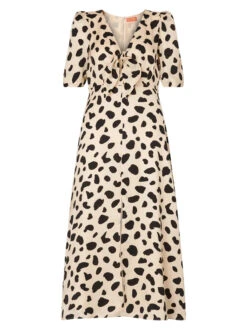 Bell Tie Front Animal Spot Midi Dress -New Modern Dress Sales bell tie front animal spot midi dress by kitri studio 29136471490611