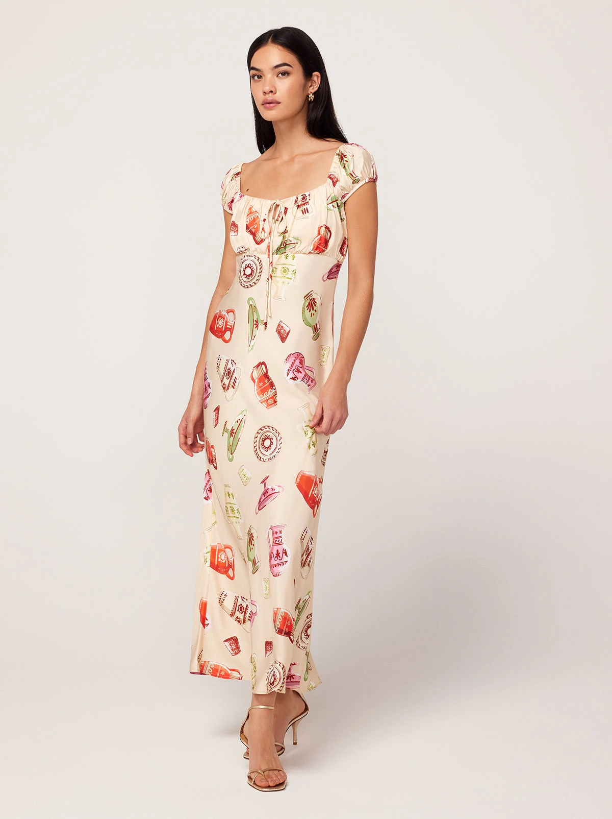Bess Ivory Pottery Print Maxi Dress 3 Bess Ivory Pottery Print Maxi Dress - Image 3