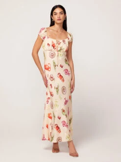 Bess Ivory Pottery Print Maxi Dress