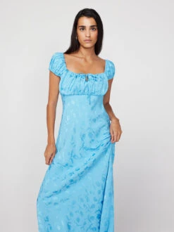 Bess Sky Blue Tulip Jacquard Maxi Dress -New Modern Dress Sales bess sky blue tulip jacquard maxi dress by kitri studio 43937908392236