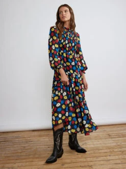 Betsy Navy Floral Shirred Maxi Dress