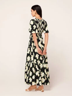 Bridget Black Vine Leaf Shirred Maxi Dress -New Modern Dress Sales bridget black vine leaf shirred maxi dress by kitri studio 44021976105260