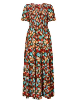 Bridget Blue Impressionist Floral Print Shirred Dress 9 Bridget Blue Impressionist Floral Print Shirred Dress -New Modern Dress Sales bridget blue impressionist floral print shirred dress by kitri studio 43157242544428