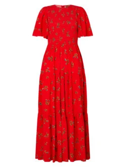 Bridget Red Rosebud Shirred Maxi Dress -New Modern Dress Sales bridget red rosebud shirred maxi dress by kitri studio 44022127329580