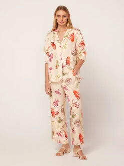 Cady Ivory Pottery Print Shirt -New Modern Dress Sales cady ivory pottery print shirt by kitri studio 44959574950188