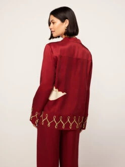 Cady Merlot Cygnus And Lyra Embroidered Shirt -New Modern Dress Sales cady merlot cygnus and lyra embroidered shirt by kitri studio 44978494275884