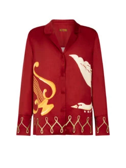 Cady Merlot Cygnus And Lyra Embroidered Shirt -New Modern Dress Sales cady merlot cygnus and lyra embroidered shirt by kitri studio 44978498699564