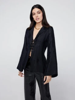 Caprice Tie Front Black Top