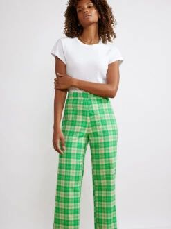 Carey Green Check Flannel Trousers -New Modern Dress Sales carey green check flannel trousers by kitri studio 29468908879923