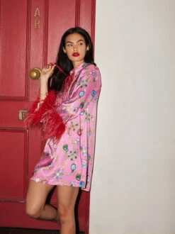 Carlotta Pink Chain Print Mini Dress -New Modern Dress Sales carlotta pink chain print mini dress by kitri studio 43175491764524