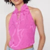Catriona Pink Chain Jacquard Halterneck Top