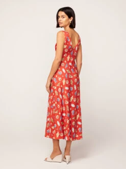 Claire Red Pottery Print Slip Dress -New Modern Dress Sales claire red pottery print slip dress by kitri studio 44981090648364