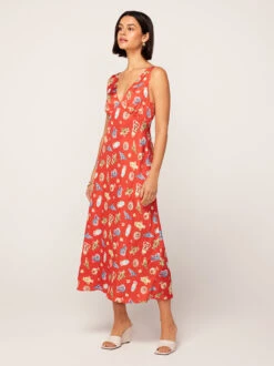 Claire Red Pottery Print Slip Dress -New Modern Dress Sales claire red pottery print slip dress by kitri studio 44981090713900