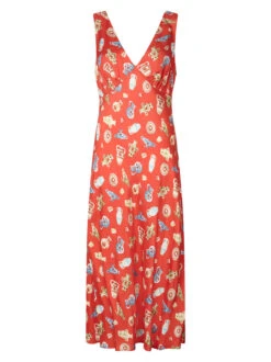 Claire Red Pottery Print Slip Dress -New Modern Dress Sales claire red pottery print slip dress by kitri studio 44981094056236