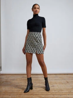 Colette Black Wallpaper Print Jacquard Mini Skirt