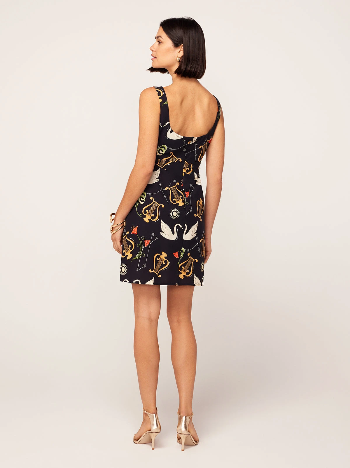 Connie Black Cygnus And Lyra Print Mini Dress 4 Connie Black Cygnus And Lyra Print Mini Dress - Image 4