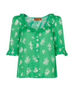 Cora Green Mono Floral Top -New Modern Dress Sales cora green mono floral top by kitri studio 28887716659251