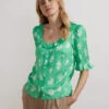 Cora Green Mono Floral Top