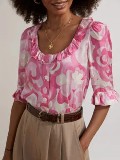 Cora Pink Floral Swirl Top
