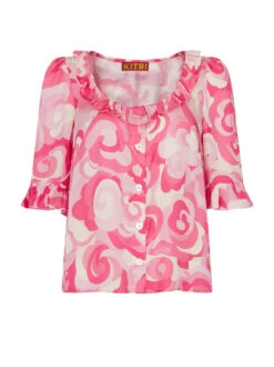 Cora Pink Floral Swirl Top -New Modern Dress Sales cora pink floral swirl top by kitri studio 28887786258483