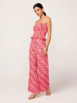 Cosima Pink Wave Print Trousers -New Modern Dress Sales cosima pink wave print trousers by kitri studio 44960793264428