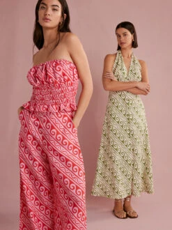 Cosima Pink Wave Print Trousers -New Modern Dress Sales cosima pink wave print trousers by kitri studio 44960795722028