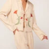 Cressida Sand Embroidered Tie Front Blazer