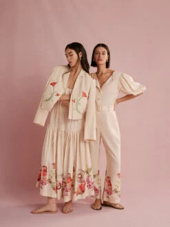 Cressida Sand Embroidered Tie Front Blazer -New Modern Dress Sales cressida sand embroidered tie front blazer by kitri studio 44960058868012