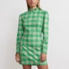 Danika Green Check Flannel Mini Dress