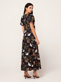 Danita Black Cygnus And Lyra Print Midi Dress -New Modern Dress Sales danita black cygnus and lyra print midi dress by kitri studio 45074836128044